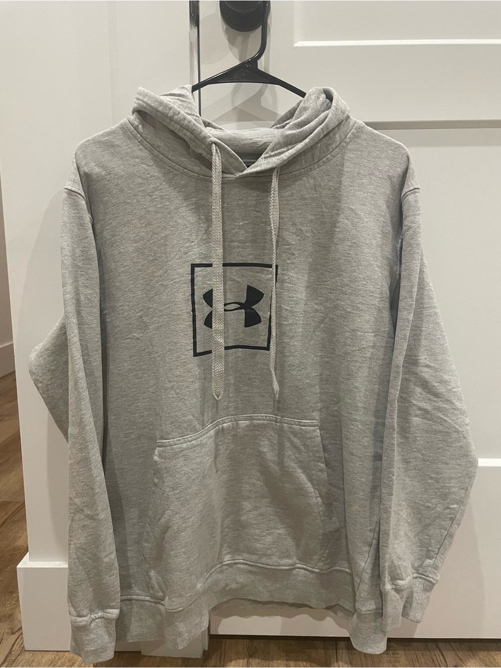 Under Armour Light Gray Pullover Hoodie with Black Logo